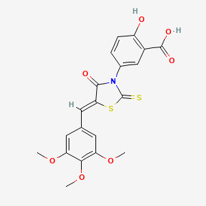 2-hydroxy-5-[(5Z)-4-oxo-2-sulfanylidene-5-[(3,4,5-trimethoxyphenyl)methylidene]-1,3-thiazolidin-3-yl]benzoic acid