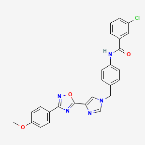 3-chloro-N-[4-({4-[3-(4-methoxyphenyl)-1,2,4-oxadiazol-5-yl]-1H-imidazol-1-yl}methyl)phenyl]benzamide