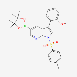 molecular formula C27H29BN2O5S B2835976 3-(2-methoxyphenyl)-1-[(4-methylbenzene)sulfonyl]-5-(tetramethyl-1,3,2-dioxaborolan-2-yl)-1H-pyrrolo[2,3-b]pyridine CAS No. 875639-17-1