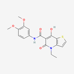 molecular formula C18H18N2O5S B2836006 N-(3,4-dimethoxyphenyl)-4-ethyl-7-hydroxy-5-oxo-4H,5H-thieno[3,2-b]pyridine-6-carboxamide CAS No. 1251681-49-8