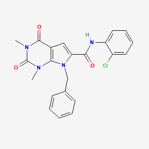 molecular formula C22H19ClN4O3 B2836023 7-benzyl-N-(2-chlorophenyl)-1,3-dimethyl-2,4-dioxo-2,3,4,7-tetrahydro-1H-pyrrolo[2,3-d]pyrimidine-6-carboxamide CAS No. 1040655-83-1