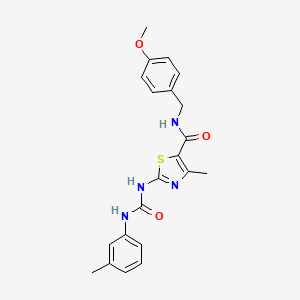 molecular formula C21H22N4O3S B2836024 N-(4-methoxybenzyl)-4-methyl-2-(3-(m-tolyl)ureido)thiazole-5-carboxamide CAS No. 941974-97-6