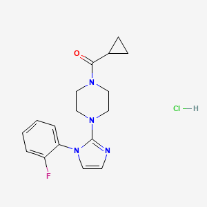 molecular formula C17H20ClFN4O B2836091 cyclopropyl(4-(1-(2-fluorophenyl)-1H-imidazol-2-yl)piperazin-1-yl)methanone hydrochloride CAS No. 1189731-16-5