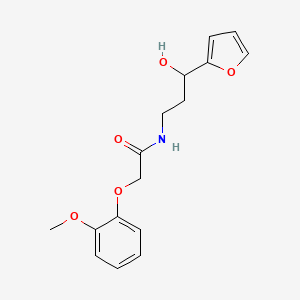 molecular formula C16H19NO5 B2836107 N-[3-(Furan-2-YL)-3-hydroxypropyl]-2-(2-methoxyphenoxy)acetamide CAS No. 1421525-99-6