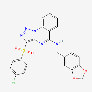 molecular formula C23H16ClN5O4S B2836116 N-[(2H-1,3-benzodioxol-5-yl)methyl]-3-(4-chlorobenzenesulfonyl)-[1,2,3]triazolo[1,5-a]quinazolin-5-amine CAS No. 895646-86-3