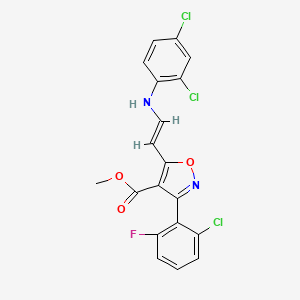 molecular formula C19H12Cl3FN2O3 B2836147 Methyl 3-(2-chloro-6-fluorophenyl)-5-[2-(2,4-dichloroanilino)vinyl]-4-isoxazolecarboxylate CAS No. 338417-59-7