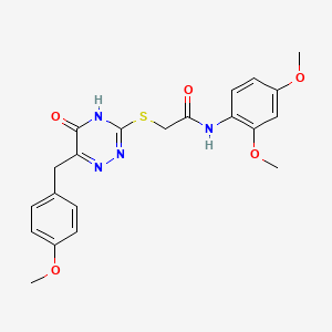 molecular formula C21H22N4O5S B2836170 N-(2,4-dimethoxyphenyl)-2-((6-(4-methoxybenzyl)-5-oxo-4,5-dihydro-1,2,4-triazin-3-yl)thio)acetamide CAS No. 898624-22-1