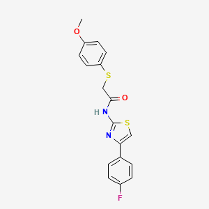 molecular formula C18H15FN2O2S2 B2836179 N-(4-(4-fluorophenyl)thiazol-2-yl)-2-((4-methoxyphenyl)thio)acetamide CAS No. 922922-30-3