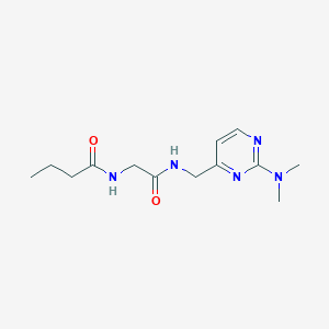 molecular formula C13H21N5O2 B2836208 N-(2-(((2-(dimethylamino)pyrimidin-4-yl)methyl)amino)-2-oxoethyl)butyramide CAS No. 1797658-21-9