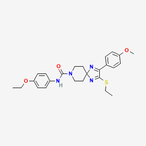molecular formula C25H30N4O3S B2836209 N-(4-ethoxyphenyl)-2-(ethylthio)-3-(4-methoxyphenyl)-1,4,8-triazaspiro[4.5]deca-1,3-diene-8-carboxamide CAS No. 1357975-25-7
