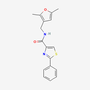 molecular formula C17H16N2O2S B2836231 N-[(2,5-DIMETHYLFURAN-3-YL)METHYL]-2-PHENYL-1,3-THIAZOLE-4-CARBOXAMIDE CAS No. 1797247-64-3