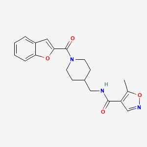 molecular formula C20H21N3O4 B2836246 N-((1-(benzofuran-2-carbonyl)piperidin-4-yl)methyl)-5-methylisoxazole-4-carboxamide CAS No. 1428366-94-2