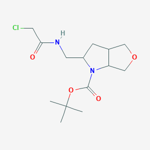 molecular formula C14H23ClN2O4 B2836249 Tert-butyl 2-[[(2-chloroacetyl)amino]methyl]-2,3,3a,4,6,6a-hexahydrofuro[3,4-b]pyrrole-1-carboxylate CAS No. 2411238-01-0