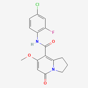 molecular formula C16H14ClFN2O3 B2836266 N-(4-chloro-2-fluorophenyl)-7-methoxy-5-oxo-1,2,3,5-tetrahydroindolizine-8-carboxamide CAS No. 2034375-61-4