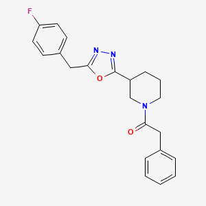 1-(3-(5-(4-Fluorobenzyl)-1,3,4-oxadiazol-2-yl)piperidin-1-yl)-2-phenylethanone