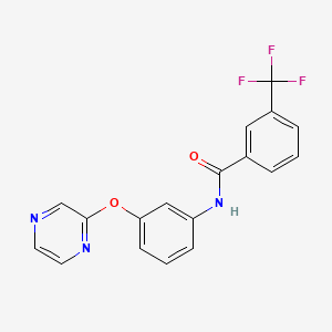 molecular formula C18H12F3N3O2 B2836301 N-[3-(2-pyrazinyloxy)phenyl]-3-(trifluoromethyl)benzenecarboxamide CAS No. 866157-13-3