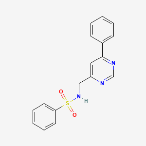 molecular formula C17H15N3O2S B2836313 N-[(6-phenylpyrimidin-4-yl)methyl]benzenesulfonamide CAS No. 2177366-29-7