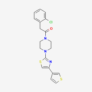 molecular formula C19H18ClN3OS2 B2836345 2-(2-Chlorophenyl)-1-(4-(4-(thiophen-3-yl)thiazol-2-yl)piperazin-1-yl)ethanone CAS No. 1448029-23-9