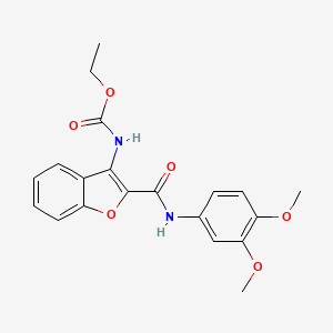 molecular formula C20H20N2O6 B2836364 Ethyl (2-((3,4-dimethoxyphenyl)carbamoyl)benzofuran-3-yl)carbamate CAS No. 888457-34-9