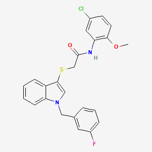 molecular formula C24H20ClFN2O2S B2836372 N-(5-chloro-2-methoxyphenyl)-2-({1-[(3-fluorophenyl)methyl]-1H-indol-3-yl}sulfanyl)acetamide CAS No. 851412-34-5