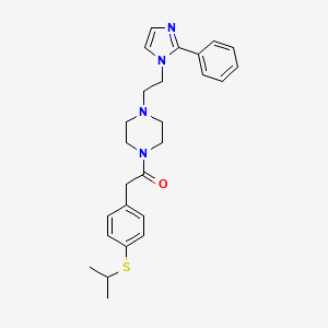 molecular formula C26H32N4OS B2836390 1-{4-[2-(2-phenyl-1H-imidazol-1-yl)ethyl]piperazin-1-yl}-2-[4-(propan-2-ylsulfanyl)phenyl]ethan-1-one CAS No. 1421531-41-0