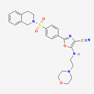 molecular formula C25H27N5O4S B2836437 5-{[2-(morpholin-4-yl)ethyl]amino}-2-[4-(1,2,3,4-tetrahydroisoquinoline-2-sulfonyl)phenyl]-1,3-oxazole-4-carbonitrile CAS No. 941249-68-9