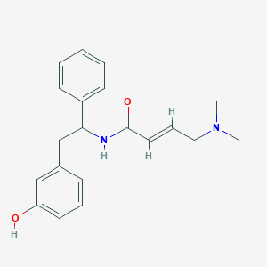 molecular formula C20H24N2O2 B2836445 (E)-4-(Dimethylamino)-N-[2-(3-hydroxyphenyl)-1-phenylethyl]but-2-enamide CAS No. 2411324-12-2