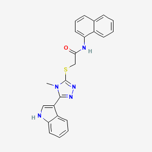 molecular formula C23H19N5OS B2836467 2-((5-(1H-indol-3-yl)-4-methyl-4H-1,2,4-triazol-3-yl)thio)-N-(naphthalen-1-yl)acetamide CAS No. 852142-10-0