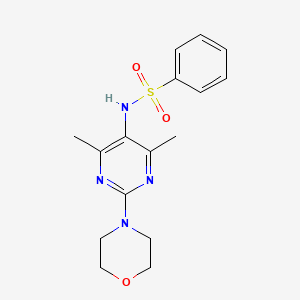 molecular formula C16H20N4O3S B2836484 N-(4,6-dimethyl-2-morpholinopyrimidin-5-yl)benzenesulfonamide CAS No. 1448073-25-3