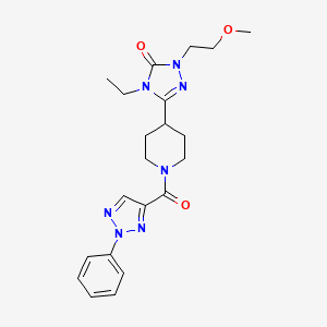 molecular formula C21H27N7O3 B2836489 4-ethyl-1-(2-methoxyethyl)-3-(1-(2-phenyl-2H-1,2,3-triazole-4-carbonyl)piperidin-4-yl)-1H-1,2,4-triazol-5(4H)-one CAS No. 1788834-04-7