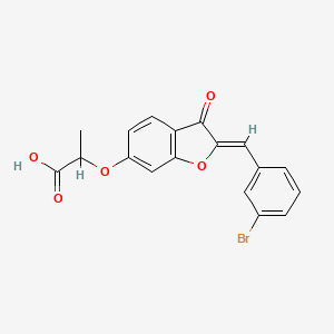 molecular formula C18H13BrO5 B2836498 (Z)-2-((2-(3-bromobenzylidene)-3-oxo-2,3-dihydrobenzofuran-6-yl)oxy)propanoic acid CAS No. 890632-87-8