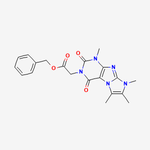 molecular formula C20H21N5O4 B2836512 benzyl 2-{1,6,7,8-tetramethyl-2,4-dioxo-1H,2H,3H,4H,8H-imidazo[1,2-g]purin-3-yl}acetate CAS No. 878414-05-2