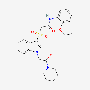 molecular formula C25H29N3O5S B2836518 N-(2-ethoxyphenyl)-2-((1-(2-oxo-2-(piperidin-1-yl)ethyl)-1H-indol-3-yl)sulfonyl)acetamide CAS No. 878057-01-3
