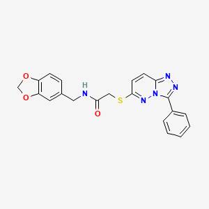 molecular formula C21H17N5O3S B2836520 N-(benzo[d][1,3]dioxol-5-ylmethyl)-2-((3-phenyl-[1,2,4]triazolo[4,3-b]pyridazin-6-yl)thio)acetamide CAS No. 852372-69-1