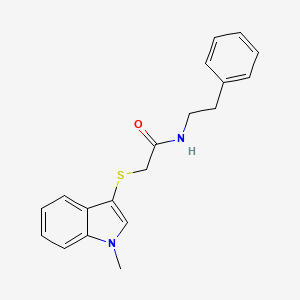 molecular formula C19H20N2OS B2836539 2-((1-methyl-1H-indol-3-yl)thio)-N-phenethylacetamide CAS No. 851411-90-0