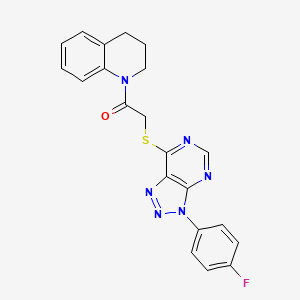 molecular formula C21H17FN6OS B2836543 1-(3,4-dihydroquinolin-1(2H)-yl)-2-((3-(4-fluorophenyl)-3H-[1,2,3]triazolo[4,5-d]pyrimidin-7-yl)thio)ethanone CAS No. 863459-82-9