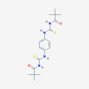 molecular formula C18H26N4O2S2 B283655 N-(2,2-dimethylpropanoyl)-N'-[4-({[(2,2-dimethylpropanoyl)amino]carbothioyl}amino)phenyl]thiourea 
