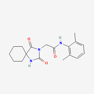 molecular formula C18H23N3O3 B2836565 N-(2,6-dimethylphenyl)-2-(2,4-dioxo-1,3-diazaspiro[4.5]dec-3-yl)acetamide CAS No. 903325-87-1