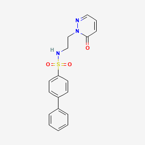 molecular formula C18H17N3O3S B2836569 N-(2-(6-oxopyridazin-1(6H)-yl)ethyl)-[1,1'-biphenyl]-4-sulfonamide CAS No. 1021206-53-0