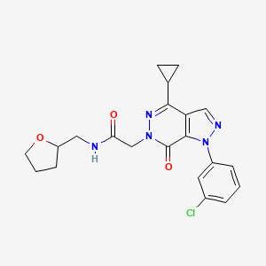 molecular formula C21H22ClN5O3 B2836598 2-(1-(3-chlorophenyl)-4-cyclopropyl-7-oxo-1H-pyrazolo[3,4-d]pyridazin-6(7H)-yl)-N-((tetrahydrofuran-2-yl)methyl)acetamide CAS No. 1105236-35-8