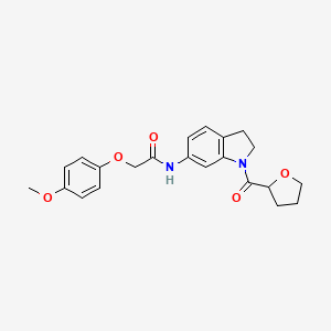 molecular formula C22H24N2O5 B2836611 2-(4-methoxyphenoxy)-N-(1-(tetrahydrofuran-2-carbonyl)indolin-6-yl)acetamide CAS No. 1040658-07-8
