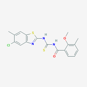molecular formula C18H16ClN3O2S2 B283665 N-(5-chloro-6-methyl-1,3-benzothiazol-2-yl)-N'-(2-methoxy-3-methylbenzoyl)thiourea 