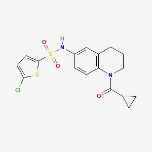 molecular formula C17H17ClN2O3S2 B2836682 5-chloro-N-(1-cyclopropanecarbonyl-1,2,3,4-tetrahydroquinolin-6-yl)thiophene-2-sulfonamide CAS No. 946258-04-4