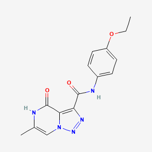 molecular formula C15H15N5O3 B2836683 N-(4-ethoxyphenyl)-6-methyl-4-oxo-4,5-dihydro[1,2,3]triazolo[1,5-a]pyrazine-3-carboxamide CAS No. 1775544-78-9