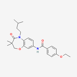 molecular formula C25H32N2O4 B2836686 4-ethoxy-N-(5-isopentyl-3,3-dimethyl-4-oxo-2,3,4,5-tetrahydrobenzo[b][1,4]oxazepin-8-yl)benzamide CAS No. 921811-52-1