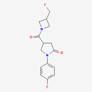molecular formula C15H16F2N2O2 B2836702 4-[3-(Fluoromethyl)azetidine-1-carbonyl]-1-(4-fluorophenyl)pyrrolidin-2-one CAS No. 2034559-77-6