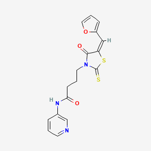 molecular formula C17H15N3O3S2 B2836703 (E)-4-(5-(furan-2-ylmethylene)-4-oxo-2-thioxothiazolidin-3-yl)-N-(pyridin-3-yl)butanamide CAS No. 682764-05-2