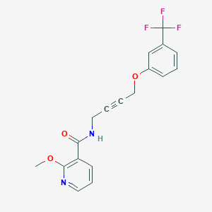 molecular formula C18H15F3N2O3 B2836707 2-methoxy-N-(4-(3-(trifluoromethyl)phenoxy)but-2-yn-1-yl)nicotinamide CAS No. 1421464-93-8