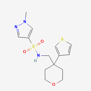 molecular formula C14H19N3O3S2 B2836711 1-methyl-N-((4-(thiophen-3-yl)tetrahydro-2H-pyran-4-yl)methyl)-1H-pyrazole-4-sulfonamide CAS No. 2310040-63-0
