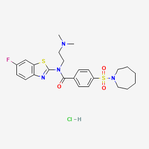 molecular formula C24H30ClFN4O3S2 B2836721 4-(azepan-1-ylsulfonyl)-N-(2-(dimethylamino)ethyl)-N-(6-fluorobenzo[d]thiazol-2-yl)benzamide hydrochloride CAS No. 1330311-21-1